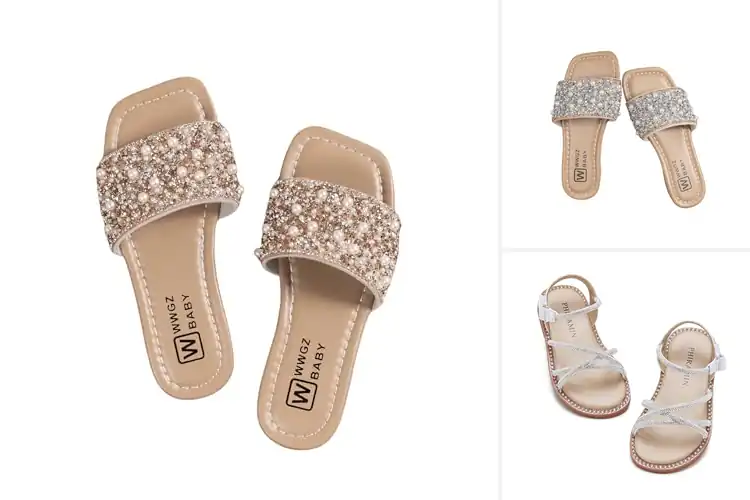 Detailed view of Best Kids Rhinestone Sandals: 10 Sparkly Summer Must-Haves