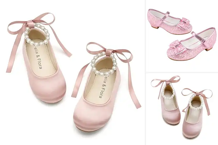 Detailed view of Best Pink Flower Girl Shoes