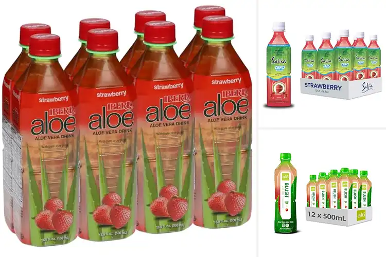 Detailed view of Best Strawberry Aloe Vera Drink With Pulp