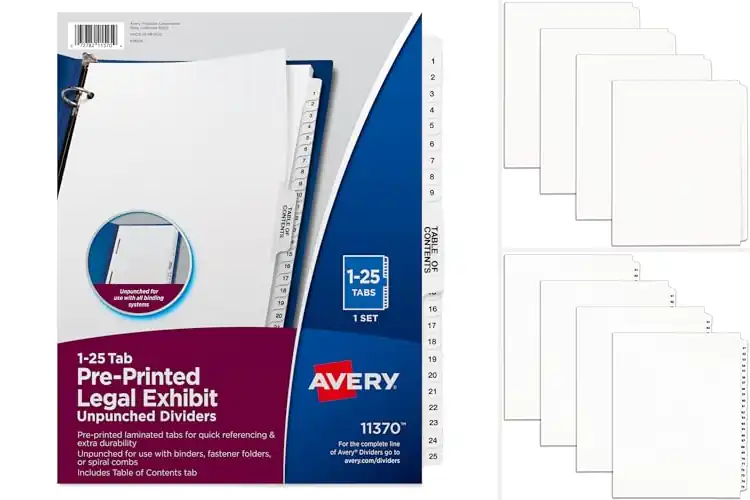 Detailed view of Best Unpunched Exhibit Tabs